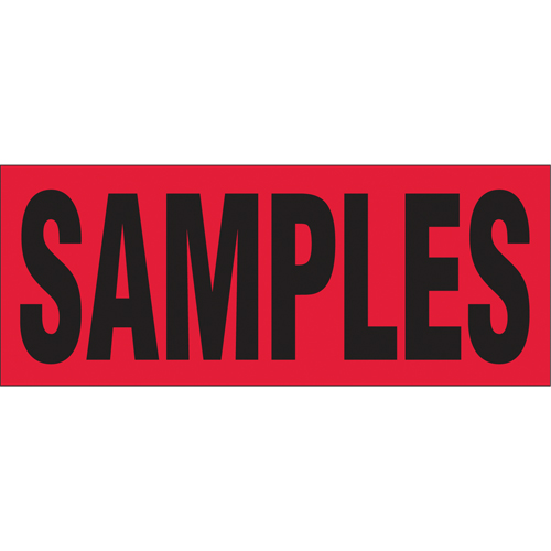 "Samples" Special Handling Labels, 5" L x 2" W, Black on Red Distribution Jean Lapalme
