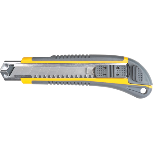 Couteau ATK100, 18 mm, Acier au carbone, Prise en Caoutchouc Distribution Jean Lapalme