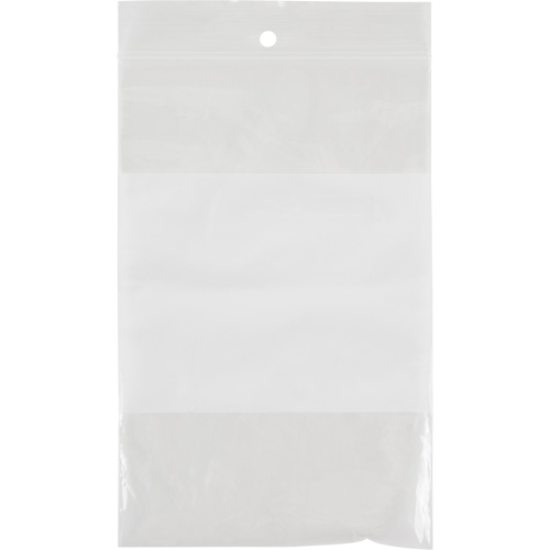 Sacs en poly avec espace inscriptible blanc, Refermable, 6" x 4", 2 mils Distribution Jean Lapalme