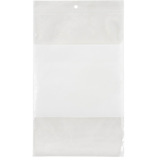 Sacs en poly avec espace inscriptible blanc, Refermable, 9" x 6", 2 mils Distribution Jean Lapalme