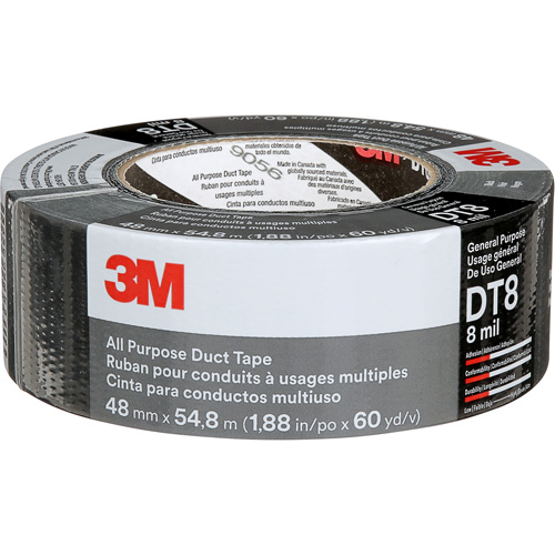DT8 All-Purpose Duct Tape, 8 mils, Black, 48 mm (2") x 55 m (180') Distribution Jean Lapalme