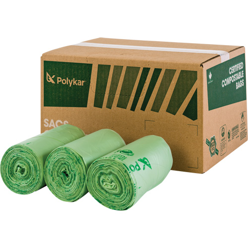 Certified Compostable Bags, Regular, 60" L x 48" W, Clear, 245 L (65 Gal.) Capacity Distribution Jean Lapalme