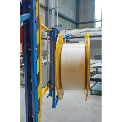 Distributeur de feuillards, Feuillard Polyester/Acier/Polypropyl&egrave;ne, Dia de noyau 16"/8", largeur de rouleau 3"/8"/6" Distribution Jean Lapalme
