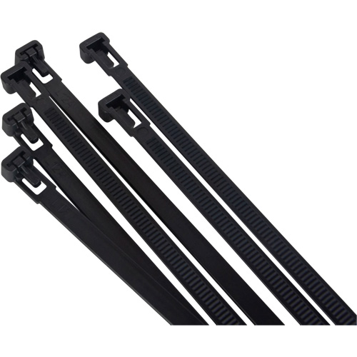 Re-Usable Cable Tie, 14" Long, 50 lbs. Tensile Strength, Black Distribution Jean Lapalme