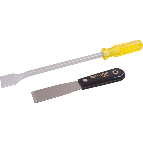 Jeu de 2 racloirs, Lame Acier au carbone, Largeur 1-1/2"/1-1/4", Manche Plastique Distribution Jean Lapalme