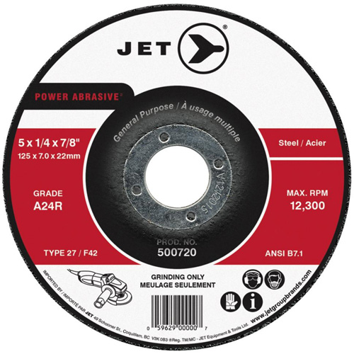 POWER ABRASIVE&reg; Grinding Wheel, 4" x 1/4", 5/8" Arbor, Type 27 Distribution Jean Lapalme