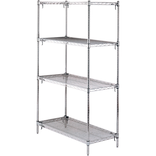 ETAGERE,4 TABL18X36X63,CHROME,800LB/TABL., Tiers 4, 36" la x 63" h x 18" p Distribution Jean Lapalme