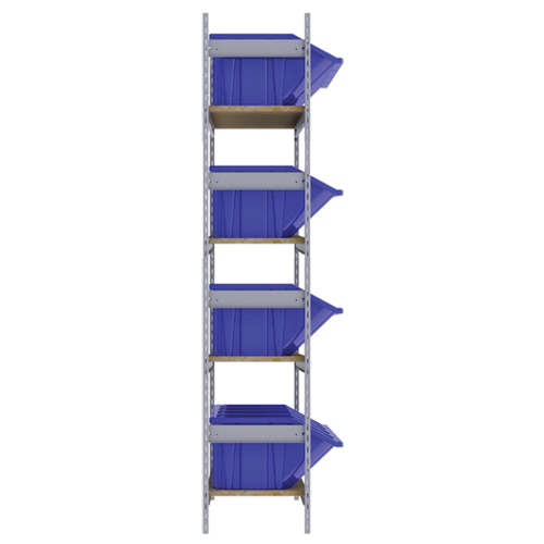 Wide Span Shelving with Jumbo Plastic Bins, Steel, Boltless, Starter, 66" W x 72" H x 18" D Distribution Jean Lapalme