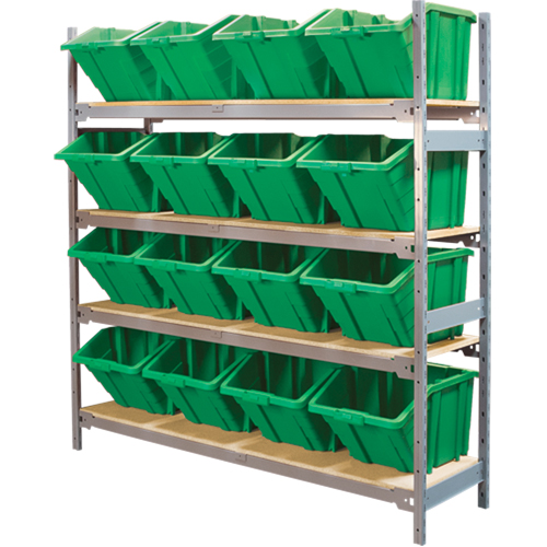 Wide Span Shelving with Jumbo Plastic Bins, Steel, Boltless, Starter, 66" W x 72" H x 18" D Distribution Jean Lapalme