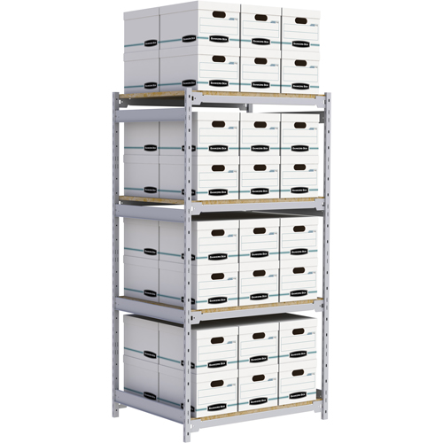 Wide Span Record Storage Shelving, Steel, 4 Shelves, 42" W x 32" D x 84" H Distribution Jean Lapalme