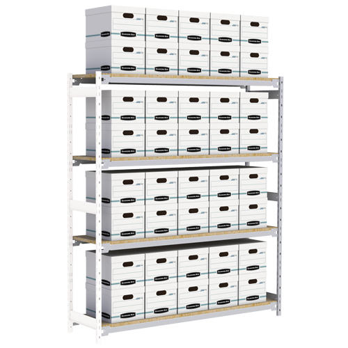 Wide Span Record Storage Shelving, Steel, 4 Shelves, 72" W x 18" D x 84" H, Add-On Kit Distribution Jean Lapalme