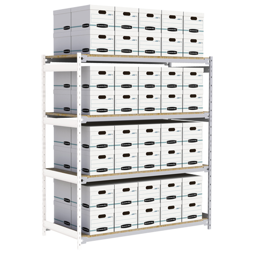 Wide Span Record Storage Shelving, Steel, 4 Shelves, 72" W x 32" D x 84" H, Add-On Kit Distribution Jean Lapalme