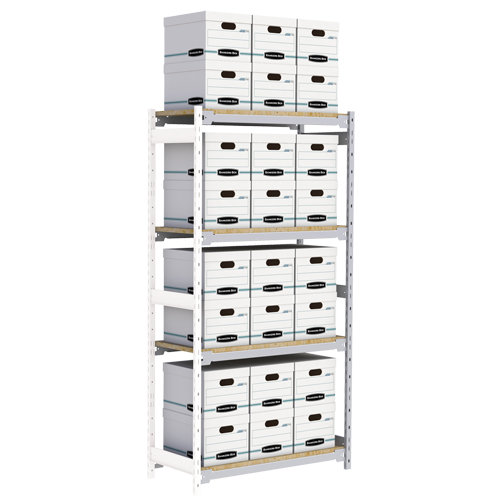 Wide Span Record Storage Shelving, Steel, 4 Shelves, 42" W x 18" D x 84" H, Add-On Kit Distribution Jean Lapalme