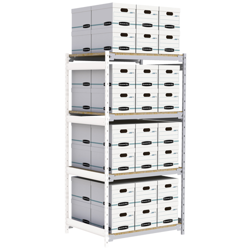 Wide Span Record Storage Shelving, Steel, 4 Shelves, 42" W x 32" D x 84" H, Add-On Kit Distribution Jean Lapalme