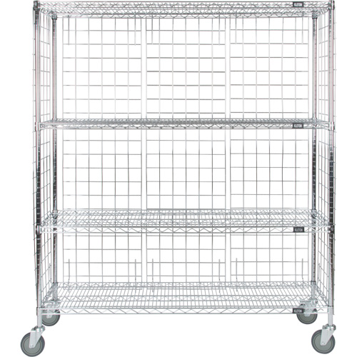 Enclosed Wire Shelf Cart, Chrome Plated, 60" x 69" x 24", 800 lbs. Capacity Distribution Jean Lapalme