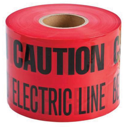 Ruban d'avertissement de danger souterrain Buried Electric Line Identoline, 6" la x 1000' lo, Noir/rouge Distribution Jean Lapalme