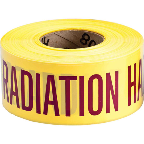Ruban pour barricade, Anglais, 3" la x 200' lo, 3 mils, Magenta/jaune Distribution Jean Lapalme