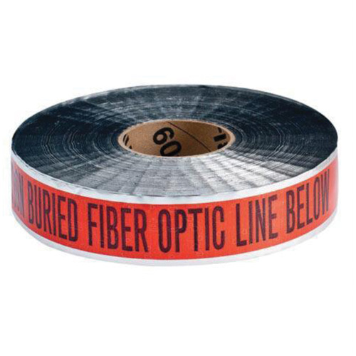 Ruban d'avertissement de danger souterrain Fiber Optic Line Identoline, 2" la x 1000' lo, Noir/orange Distribution Jean Lapalme