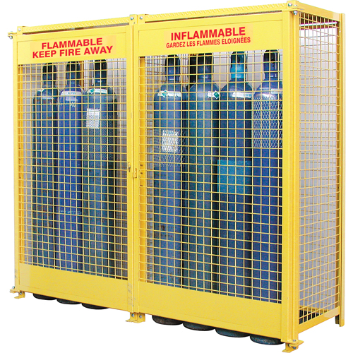 Armoires pour cylindres &agrave; gaz, nbre de bouteilles: 20, 88" , 30" , 74" , Jaune Distribution Jean Lapalme