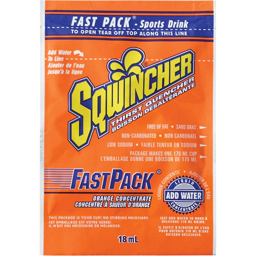 Sqwincher&reg; Boisson de r&eacute;hydratation Fast Pack, Emballage-portion, Orange Distribution Jean Lapalme