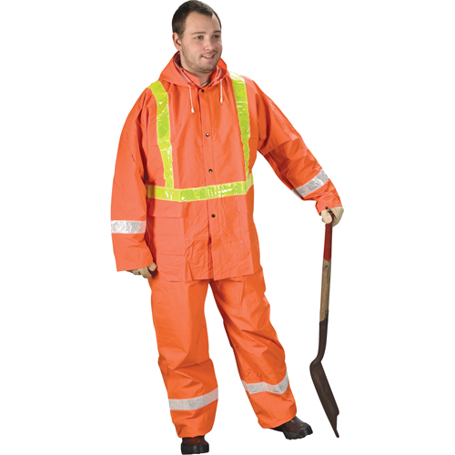 Tornado Traffic Rain Suit, PVC, Small, High Visibility Orange Distribution Jean Lapalme