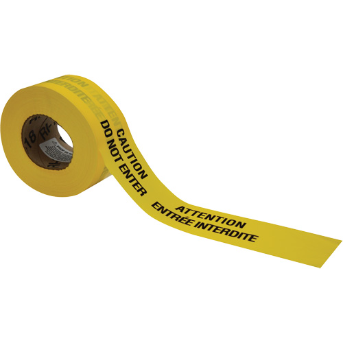 Rubans pour barricades, Bilingue, 3" la x 1000' lo, 3,5 mils, Noir sur jaune Distribution Jean Lapalme