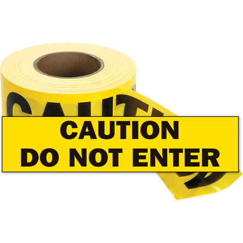 Rubans pour barricades, Anglais, 3" la x 1000' lo, 2 mils, Noir sur jaune Distribution Jean Lapalme
