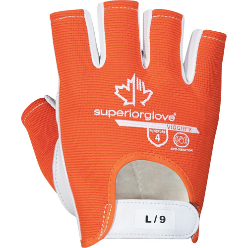 Vibrastop Half-Finger Vibration-Dampening Gloves, Size Large, Goatskin Palm Distribution Jean Lapalme
