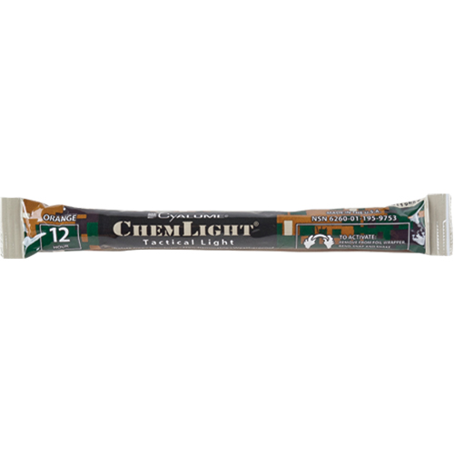 B&acirc;tons de s&eacute;curit&eacute; luminescents Cyalume 6", Orange, Dur&eacute;e 12 h Distribution Jean Lapalme