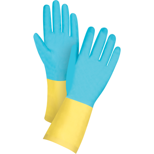 Gants tremp&eacute;s de premi&egrave;re qualit&eacute; r&eacute;sistants aux produits chimiques, Taille Moyen/8, 12" lo, N&eacute;opr&egrave;ne/Latex de caoutchouc, Doublure en Coton/Ouat&eacute;e, 20 mils Distribution Jean Lapalme