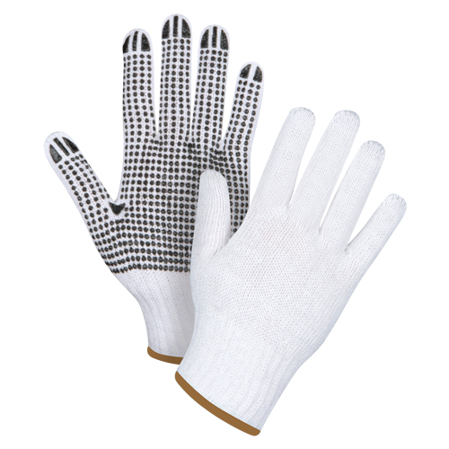 Gants tricot&eacute;s &agrave; pois, Poly/coton, Un c&ocirc;t&eacute;, Calibre 7, Grand Distribution Jean Lapalme
