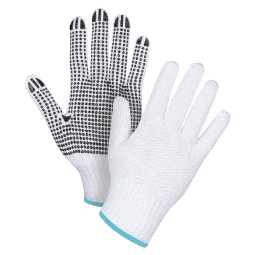 Gants tricot&eacute;s &agrave; pois, Poly/coton, Un c&ocirc;t&eacute;, Calibre 7, T-Grand Distribution Jean Lapalme