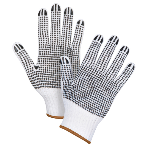Gants tricot&eacute;s deux c&ocirc;t&eacute;s &agrave; pois, Poly/coton, Deux c&ocirc;t&eacute;s, Calibre 7, Grand Distribution Jean Lapalme
