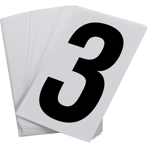 Num&eacute;ros autocollants, 3, 3-1/2" h, Noir sur blanc Distribution Jean Lapalme