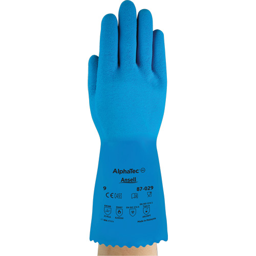 Gants AlphaTec 87-029, Taille Grand/9, 12" lo, Latex de caoutchouc, Doublure en Nylon, 50 mils Distribution Jean Lapalme