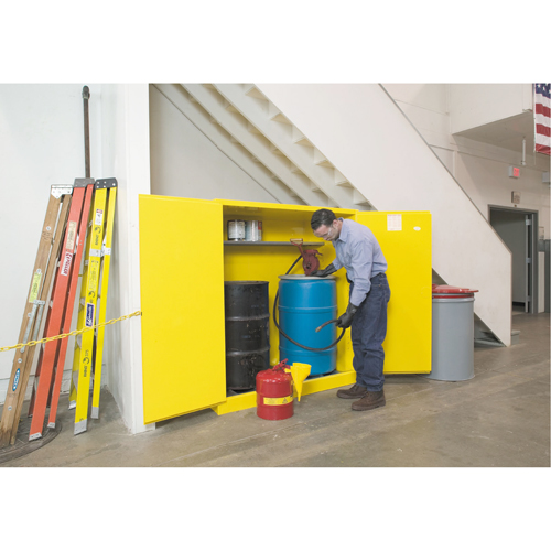 Armoires Sure-Grip EX pour entreposage de barils &agrave; la verticale, Capacit&eacute; de 110 gal. US, 2 barils, Jaune Distribution Jean Lapalme
