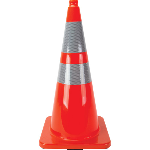 C&ocirc;nes en retrait, 28", Orange, Bande(s) r&eacute;fl&eacute;chissante(s) 4" & 6" Distribution Jean Lapalme