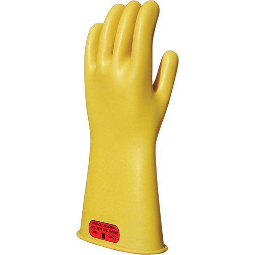 Yellow Natural Rubber Insulating Gloves, ASTM Class 0, Size 8, 14" L Distribution Jean Lapalme