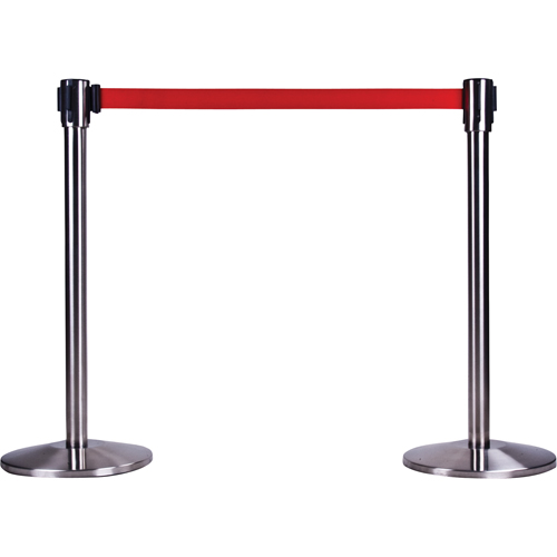 Poteau r&eacute;cepteur pour barri&egrave;res sur pieds pour le contr&ocirc;le des foules, Hauteur de 35", Acier inoxydable Distribution Jean Lapalme