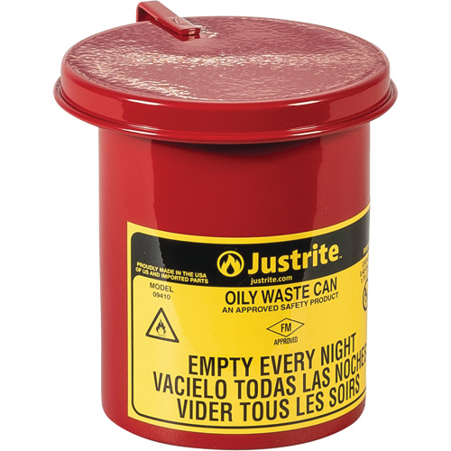 Mini bidons pour d&eacute;chets huileux pour dessus d'&eacute;tabli, Homologu&eacute; FM, 0,45 gal. US, Rouge Distribution Jean Lapalme