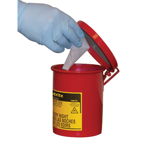 Mini bidons pour d&eacute;chets huileux pour dessus d'&eacute;tabli, Homologu&eacute; FM, 0,45 gal. US, Rouge Distribution Jean Lapalme