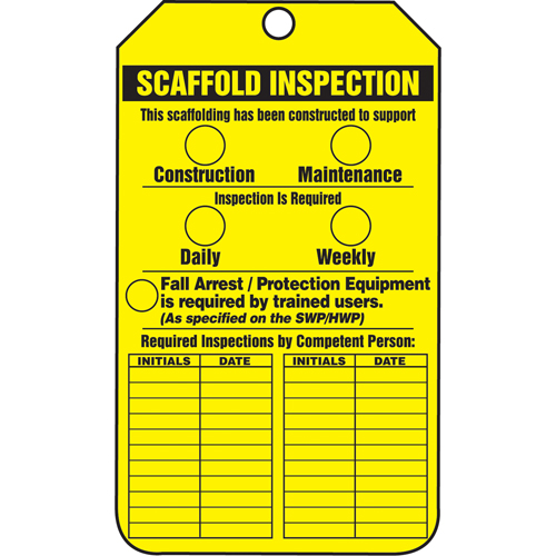 &eacute;tiquettes de s&eacute;curit&eacute; d'inspection et de contr&ocirc;le de l'&eacute;tat de l'&eacute;quipement, Papier cartonn&eacute;, 3-1/8" la x 5-7/8" h, Anglais Distribution Jean Lapalme