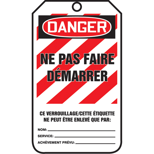 &eacute;tiquettes de verrouillage, Papier cartonn&eacute;, 3-1/8" la x 5-7/8" h, Français Distribution Jean Lapalme