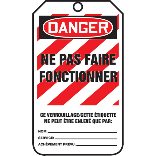 &eacute;tiquettes de verrouillage, Papier cartonn&eacute;, 3-1/8" la x 5-7/8" h, Français Distribution Jean Lapalme