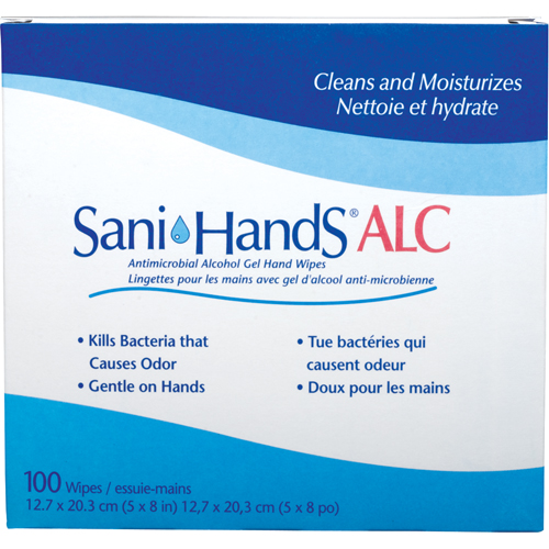 Lingettes antimicrobiennes pour les mains Sani-Hands ALC, Pochette Distribution Jean Lapalme