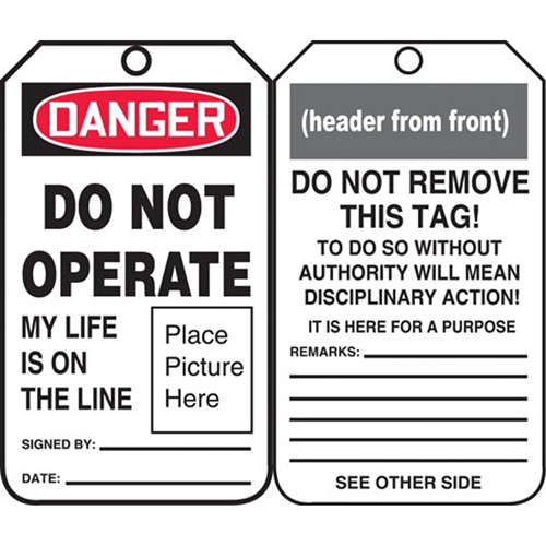 Safety Tags, Plastic, 3-3/8" W x 5-3/4" H, English Distribution Jean Lapalme