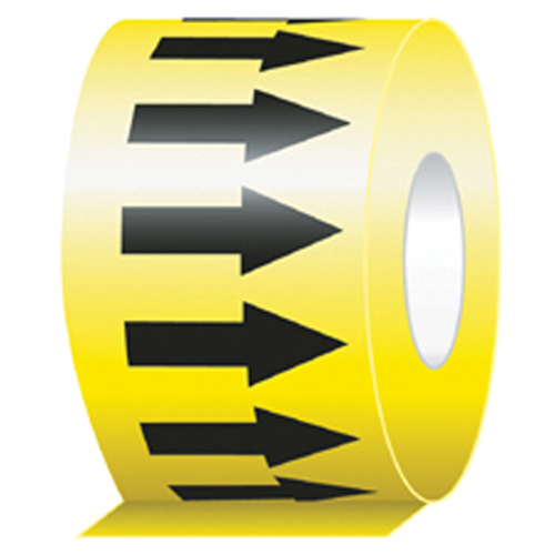 Rubans de fl&eacute;ches de direction de l'&eacute;coulement, 108', Noir sur jaune Distribution Jean Lapalme