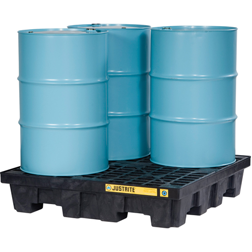 Palettes pour contr&ocirc;le des d&eacute;versements EcoPolyBlend avec drain, Capacit&eacute; de d&eacute;versement 73 gal. US, 49" x 49" x 10,3" Distribution Jean Lapalme