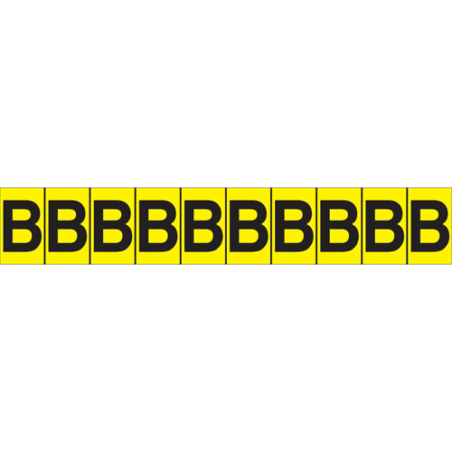 Rep&egrave;res adh&eacute;sifs &agrave; lettres individuelles, B, 1" h, Noir sur jaune Distribution Jean Lapalme