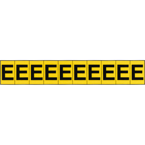 Rep&egrave;res adh&eacute;sifs &agrave; lettres individuelles, E, 1" h, Noir sur jaune Distribution Jean Lapalme